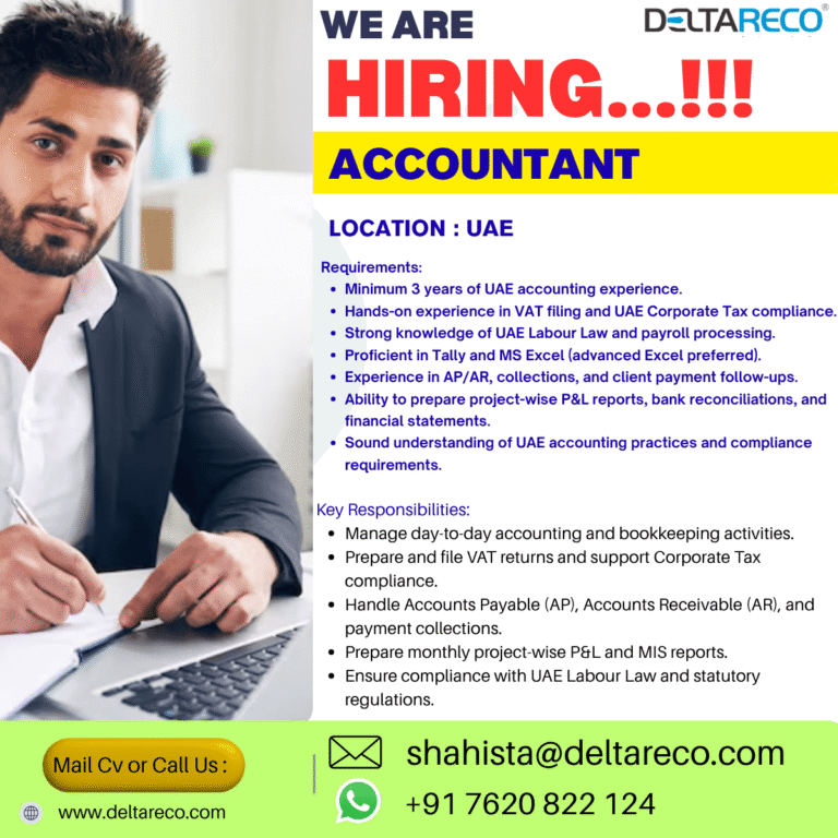Delta Reco UAE Hiring Accountant – Apply Now for Accountant Jobs in UA