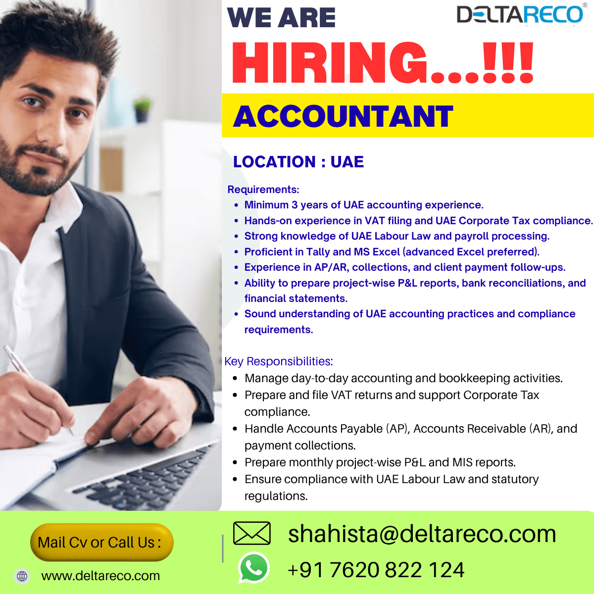 Delta Reco UAE Hiring Accountant – Apply Now for Accountant Jobs in UA