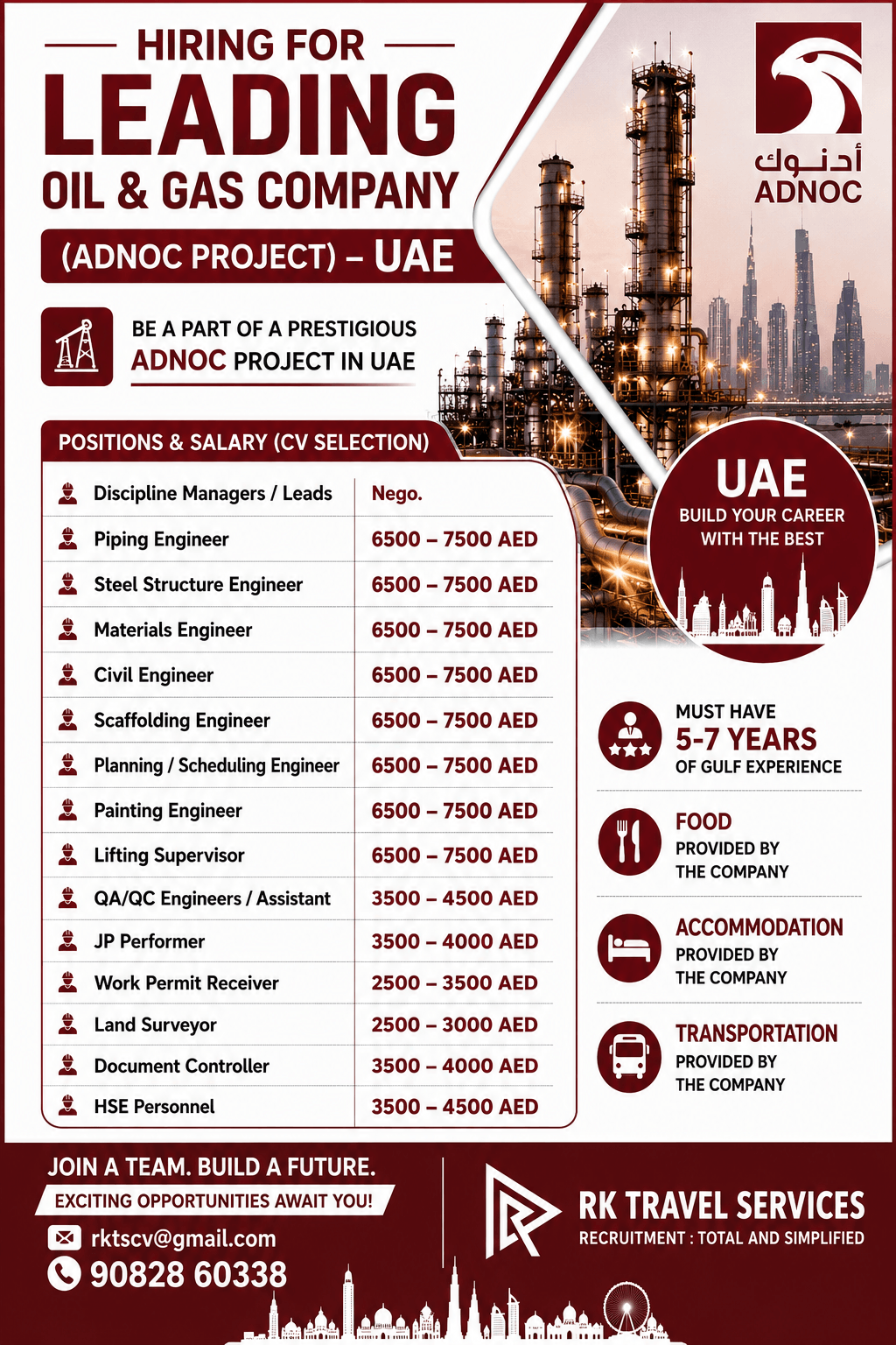ADNOC Project UAE Recruitment 2026 – Engineers, Supervisors & HSE Personnel Required