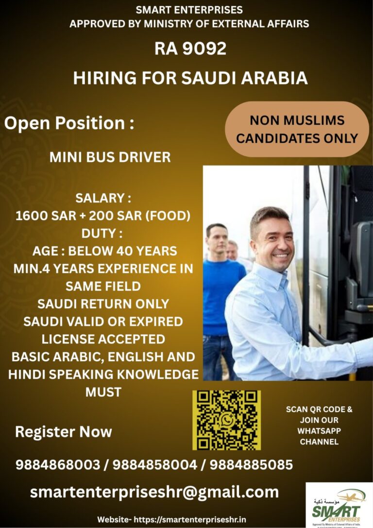 Mini Bus Driver Jobs in Saudi Arabia 2026 – Apply Now