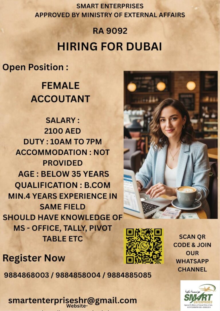 Female Accountant Job Vacancy in Dubai 2026 – Apply Now