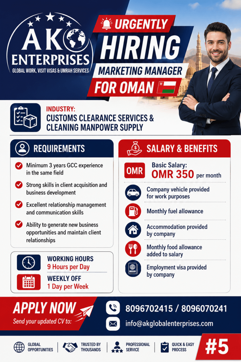 Marketing Manager Jobs in Oman 2026 – Apply Now | AKO Enterprises