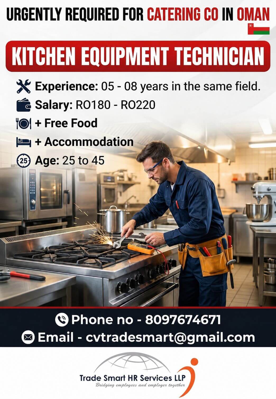 Kitchen Equipment Technician Jobs in Oman 2026 – Free Food & Accommodation