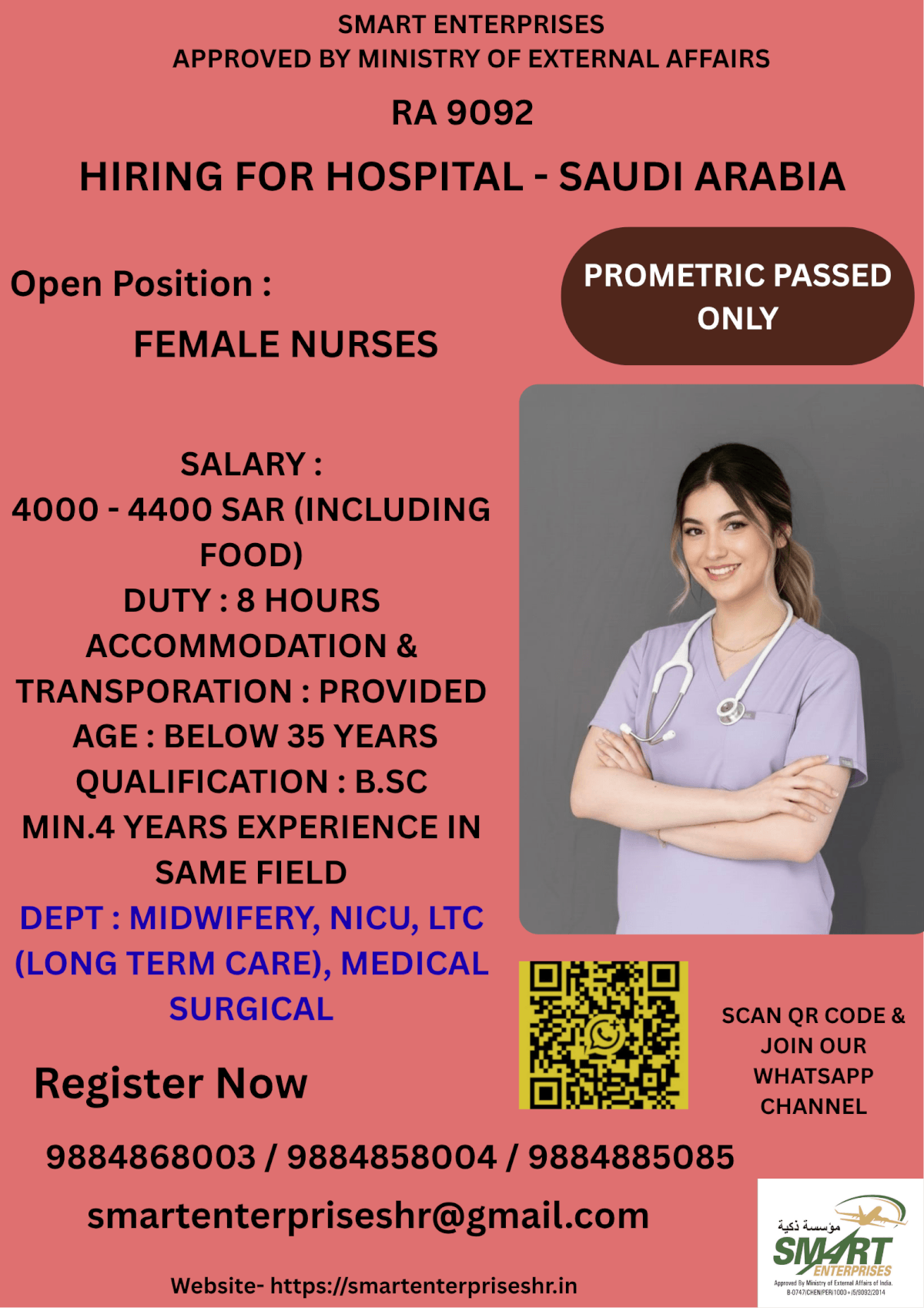 Female Nurses Recruitment for Saudi Arabia Hospital – Apply Now
