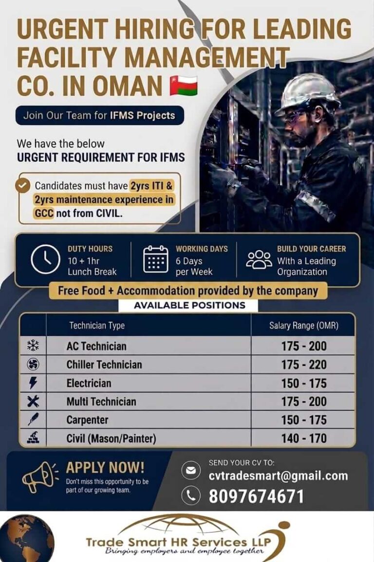 Urgent Hiring for Leading Facility Management Company in Oman – IFMS Project Jobs 2026