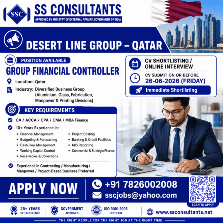 Group Financial Controller Jobs in Qatar 2026 – Desert Line Group Qatar | Apply Online