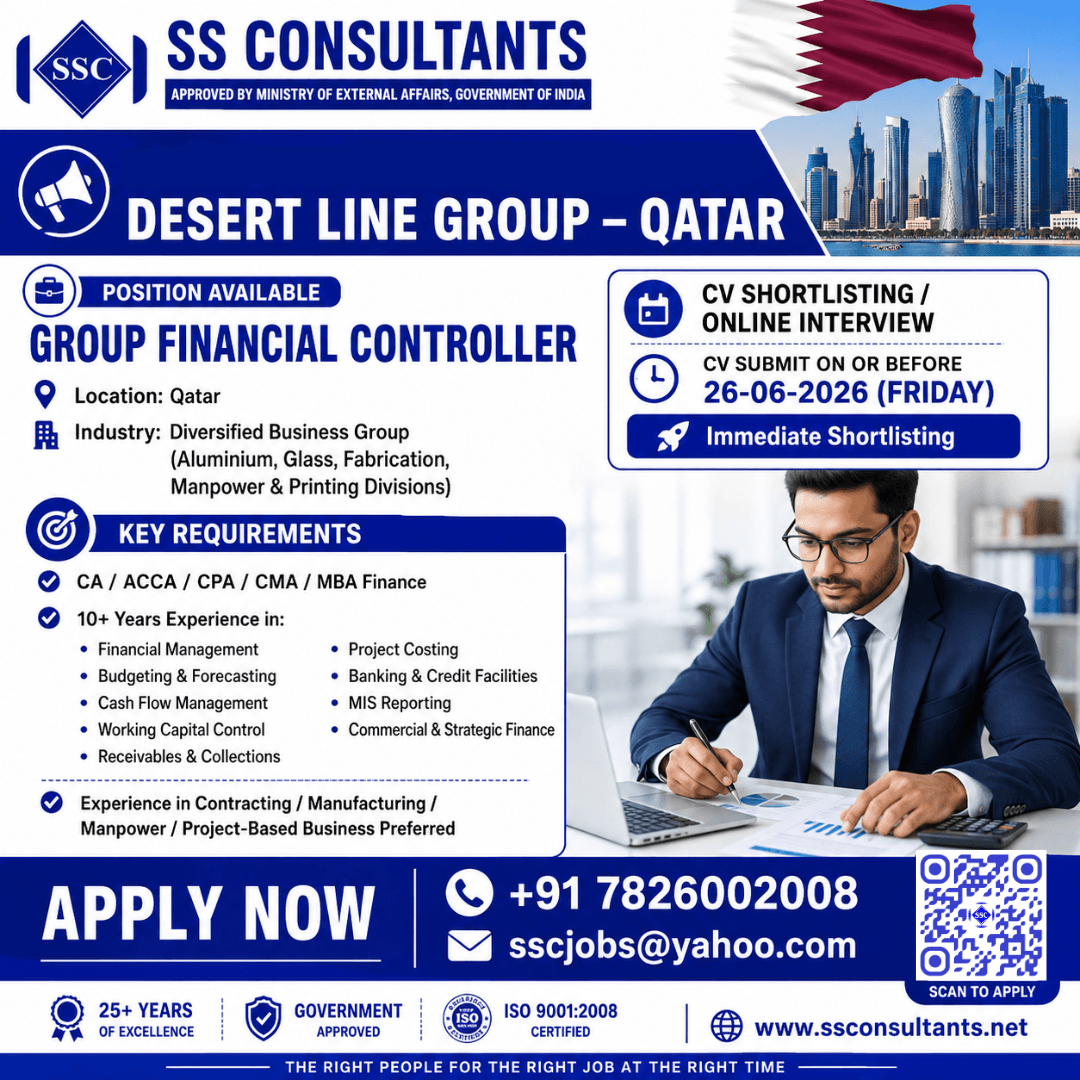 Group Financial Controller Jobs in Qatar 2026 – Desert Line Group Qatar | Apply Online