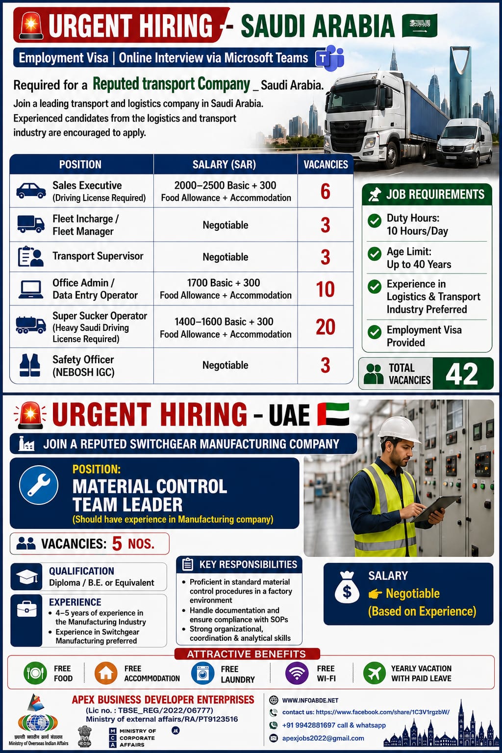 Saudi Arabia Transport Company Recruitment 2026