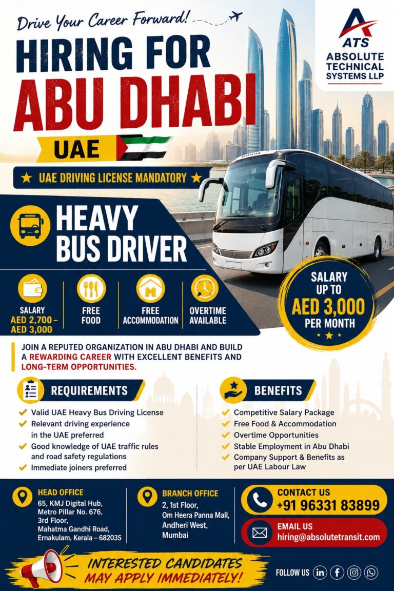 Abu Dhabi Heavy Bus Driver Jobs 2026 – Immediate Hiring in UAE