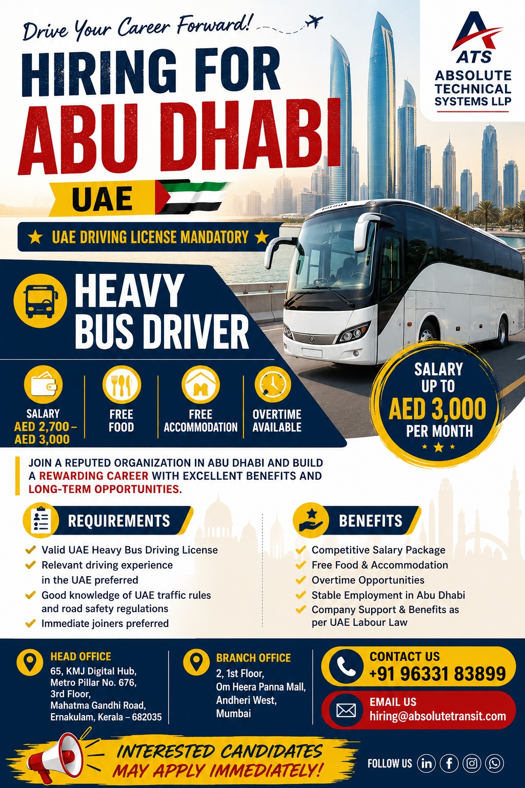 Abu Dhabi Heavy Bus Driver Jobs 2026 – Immediate Hiring in UAE