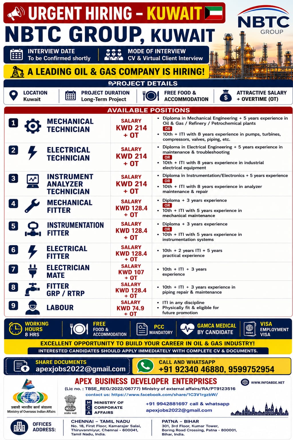 Kuwait NBTC Group Oil & Gas Jobs 2026 – CV Selection & Virtual Client Interview
