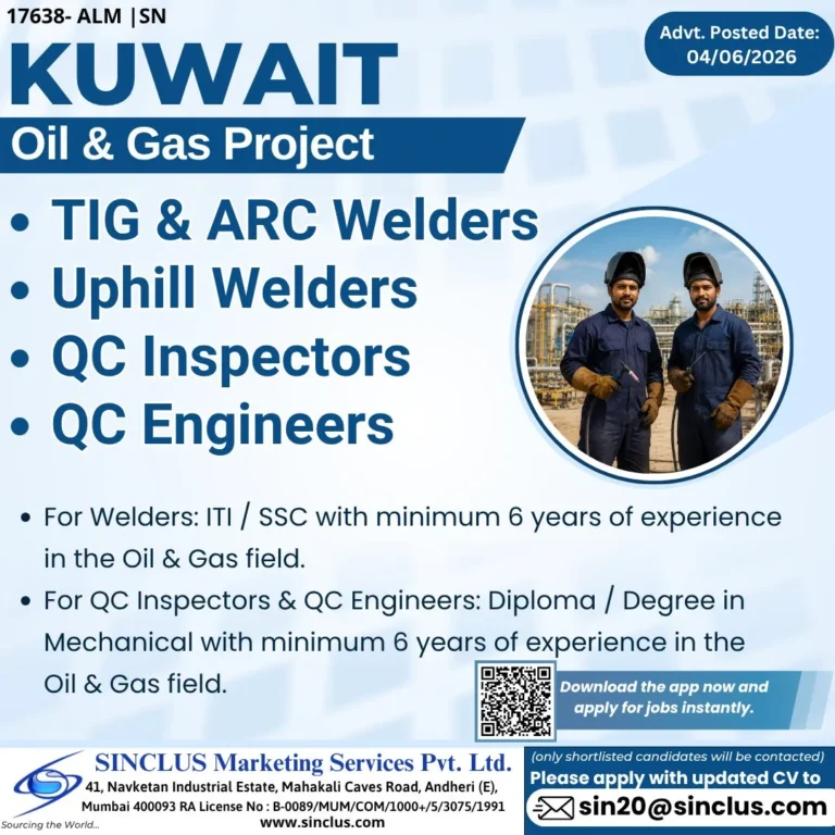 Kuwait Oil & Gas Project Jobs 2026 – TIG & ARC Welders, Uphill Welders, QC Inspectors & QC Engineers Required