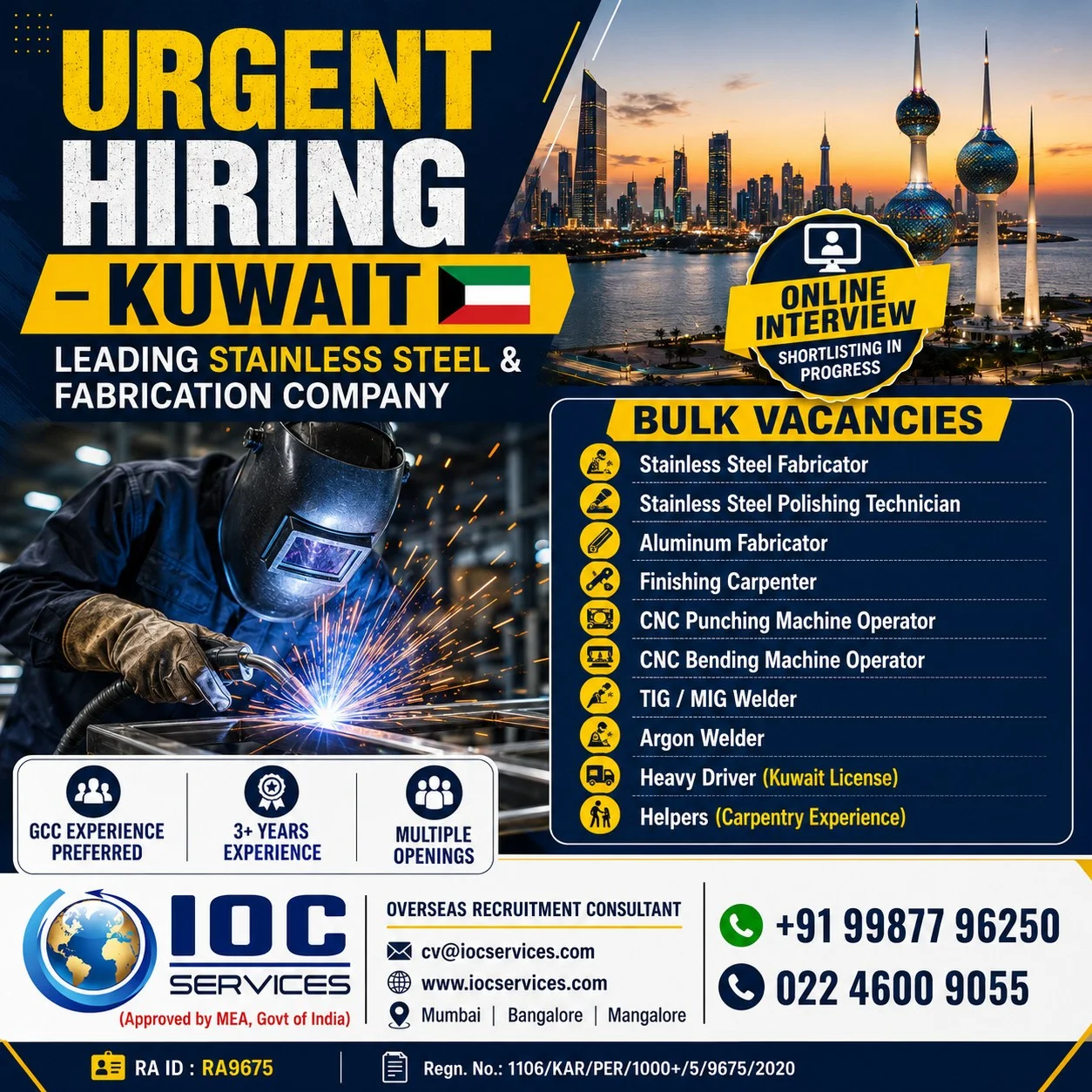 Kuwait Stainless Steel & Fabrication Company Jobs 2026 – Online Interview | Multiple Vacancies