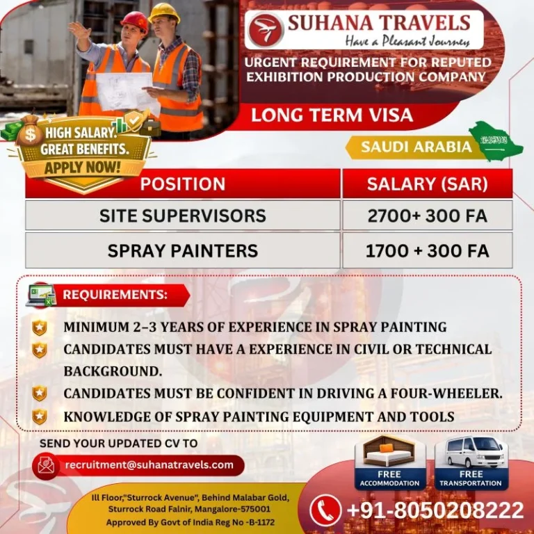 Saudi Arabia Exhibition Production Company Jobs 2026 – Site Supervisors & Spray Painters Required | Long-Term Visa