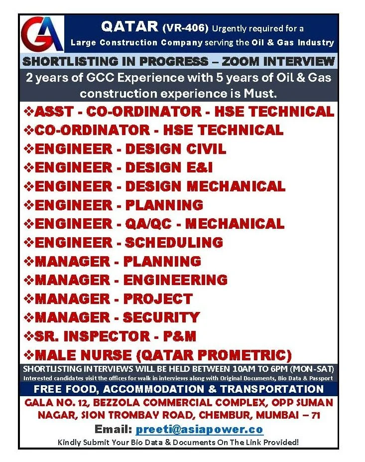 Qatar Oil & Gas Construction Company Recruitment 2026