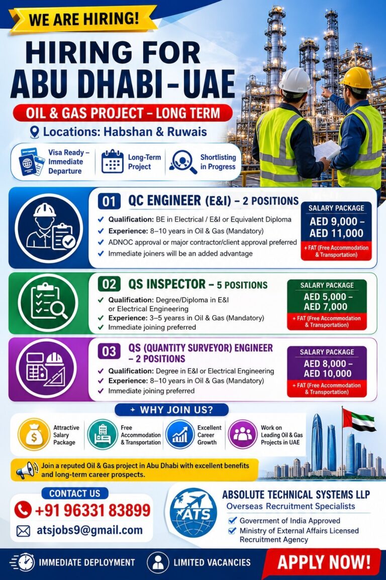 Abu Dhabi UAE Oil & Gas Project Jobs 2026 