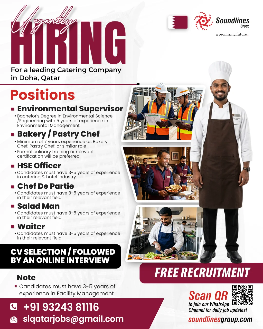 Qatar Catering Company Jobs 2026 – Free Recruitment | Online Interview for Multiple Vacancies in Doha