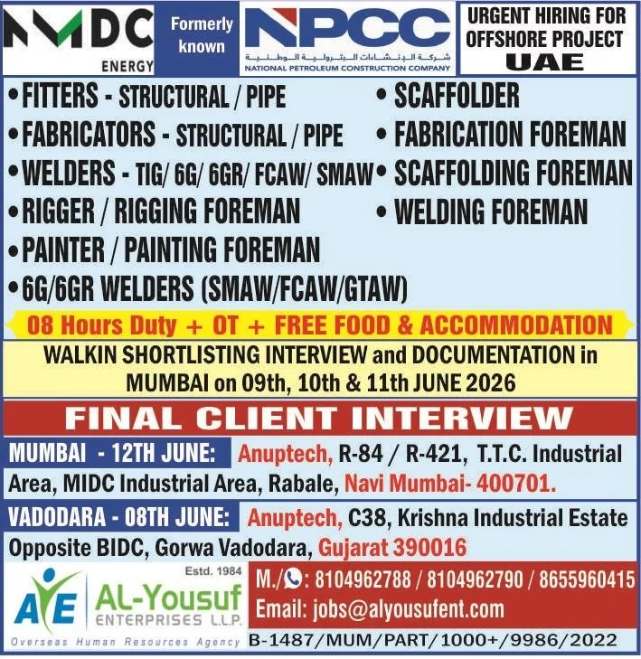 UAE Offshore Project Jobs 2026 – Immediate Hiring for Offshore Project in UAE