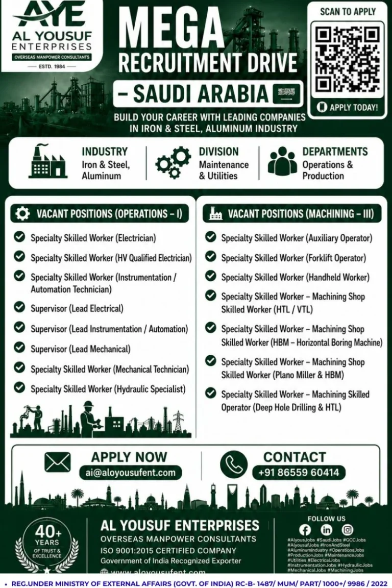 Saudi Arabia Iron & Steel & Aluminum Industry Jobs 2026 – Mega Recruitment Drive Announ