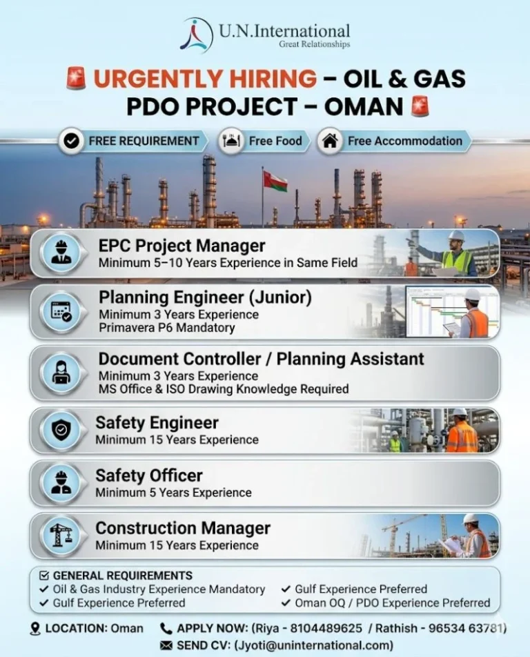 Oman PDO Project Jobs 2026 – Free Recruitment for Oil & Gas Vacancies in Oman