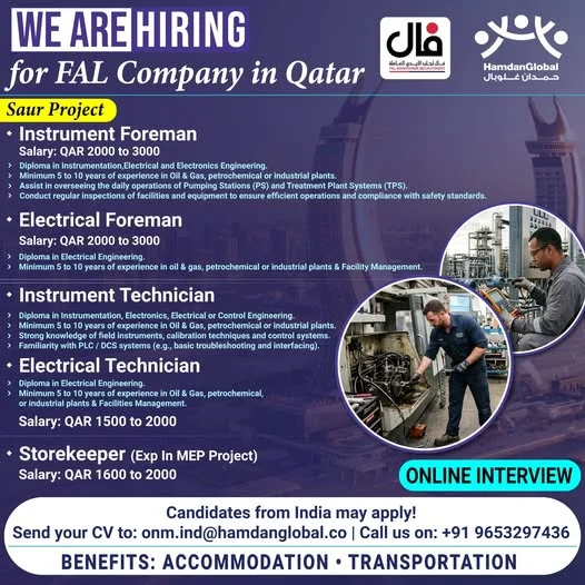 Qatar FAL Company Recruitment 2026 – Apply for Multiple Technical Positions