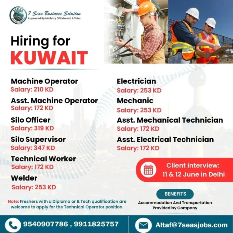 Kuwait Industrial Jobs 2026 – Client Interview on 11 & 12 June in Delhi | Apply Now