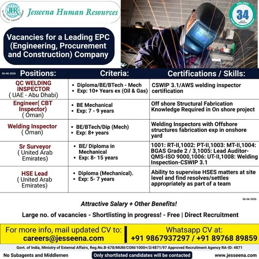 EPC Company Jobs 2026 – Apply for Gulf Engineering & Construction Vacancies