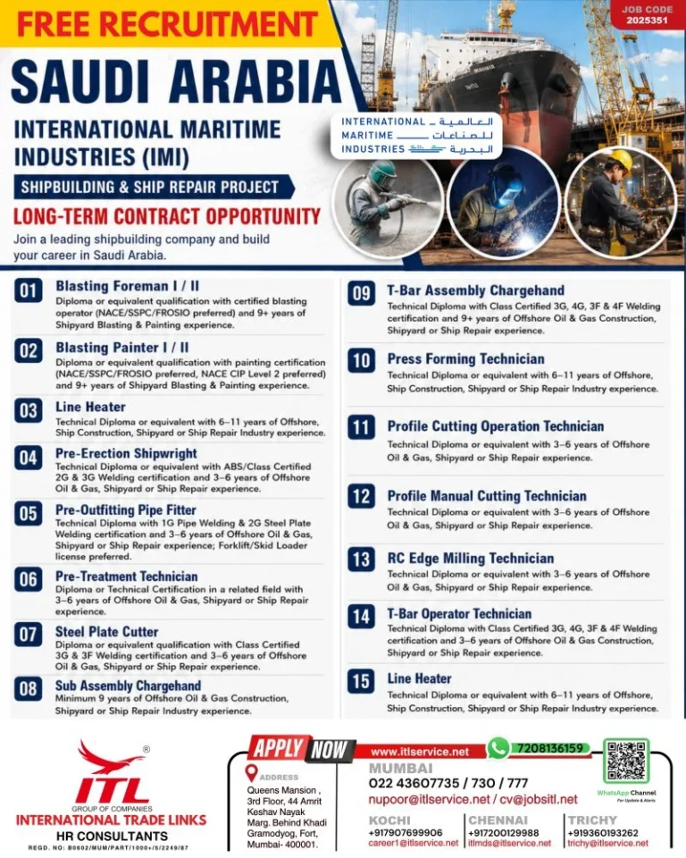 Saudi Arabia IMI Shipbuilding Jobs 2026 – Free Recruitment Announced