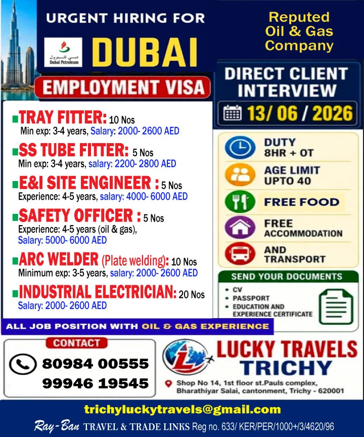 Dubai Oil & Gas Company Recruitment 2026 – Direct Client Interview on 13 June 2026