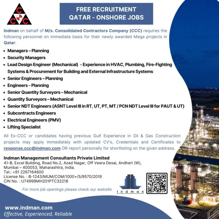 Qatar Onshore Jobs 2026 – Free Recruitment for Mega Projects