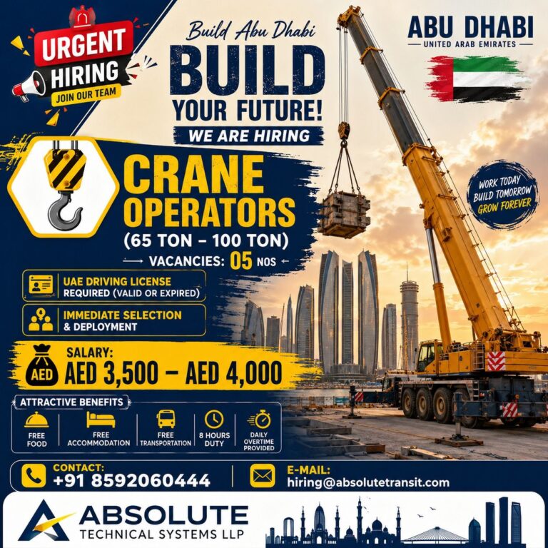Crane Operator Jobs in Abu Dhabi UAE 2026 – Immediate Hiring