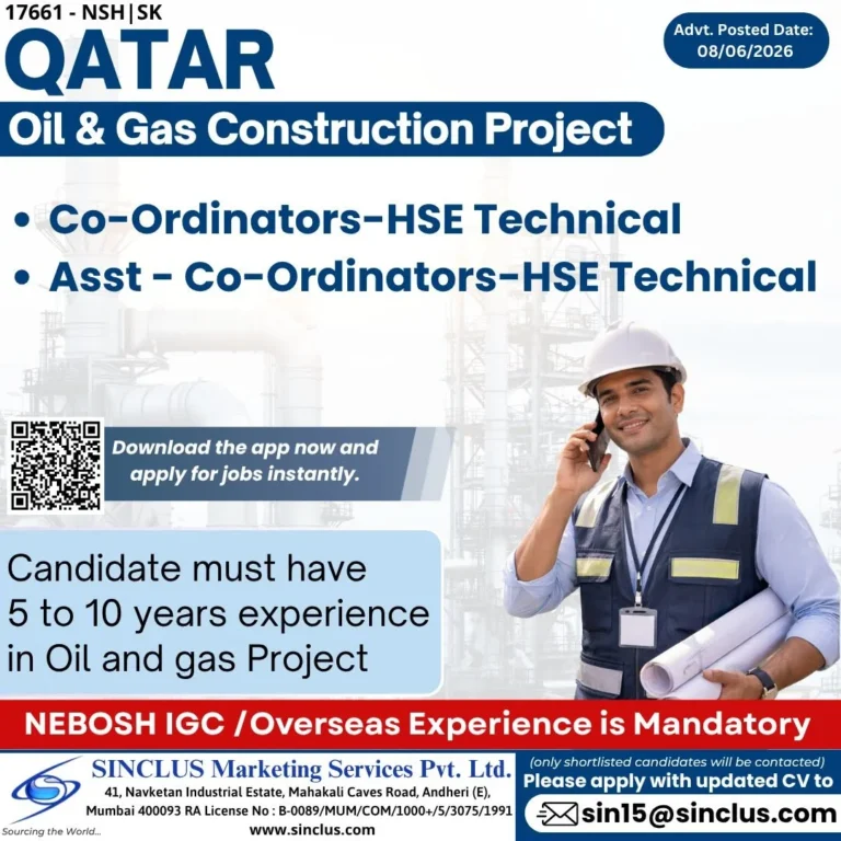 Qatar Oil & Gas Construction Project Jobs 2026 – HSE Technical Coordinator Vacancies Announced