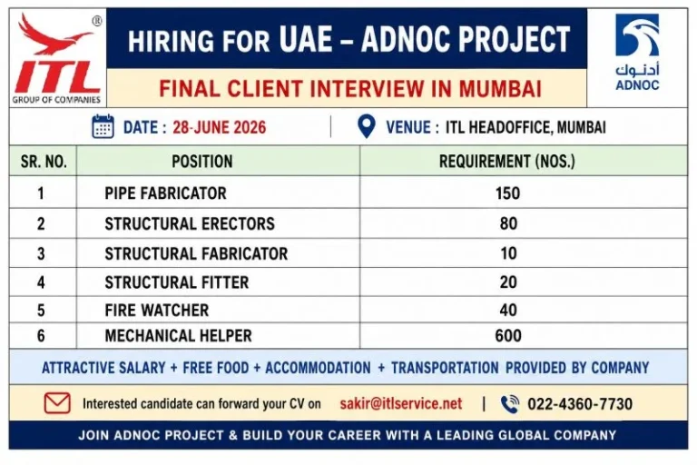UAE ADNOC Project Jobs 2026 – Final Client Interview Scheduled in Mumbai