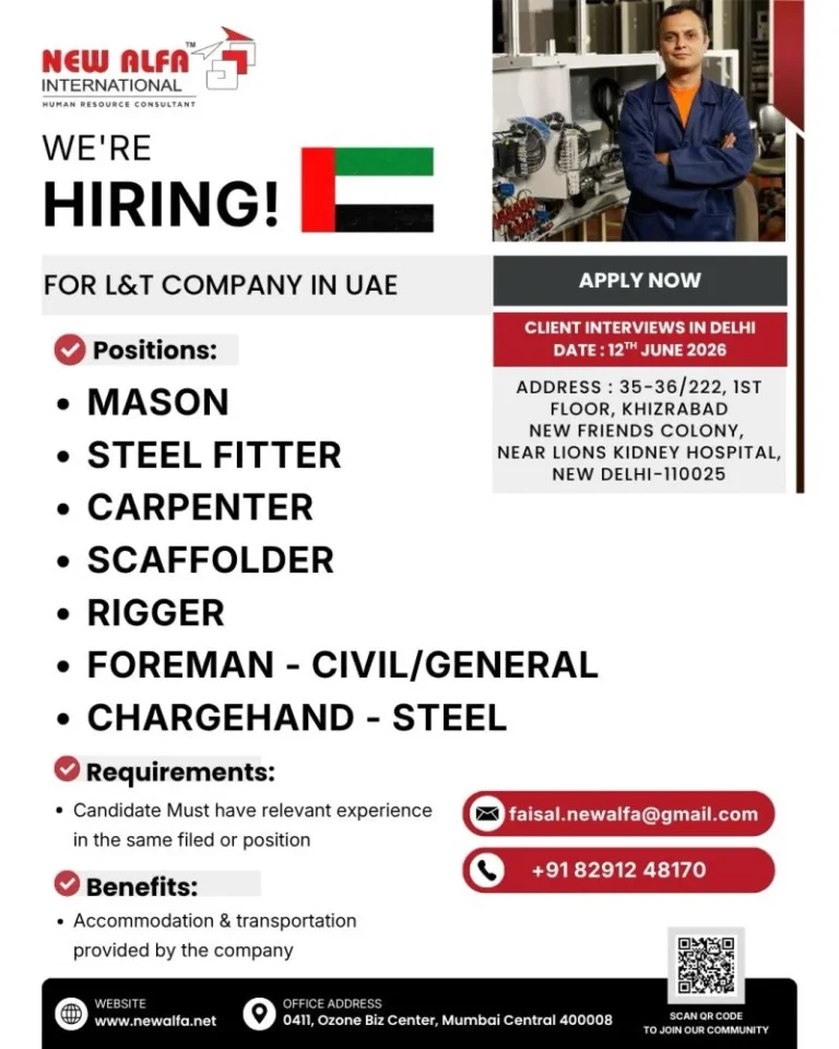 UAE L&T Company Recruitment 2026 – Apply for Multiple Construction Vacancies