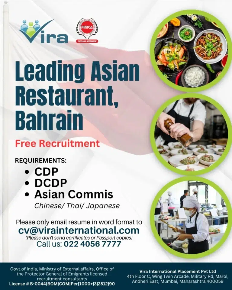 Bahrain Leading Asian Restaurant Recruitment 2026
