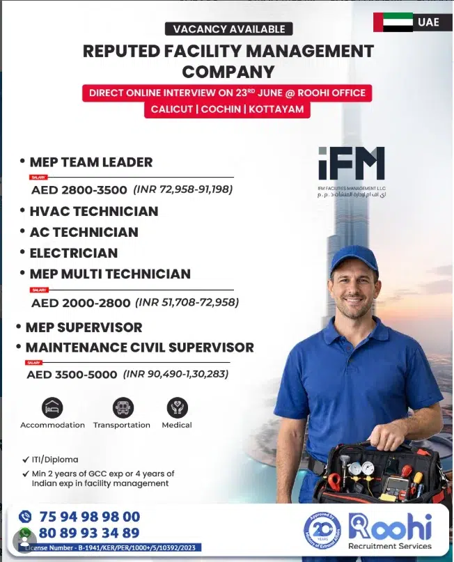 UAE Facility Management Company Recruitment 2026 – Direct Online Interview for MEP & HVAC Professionals