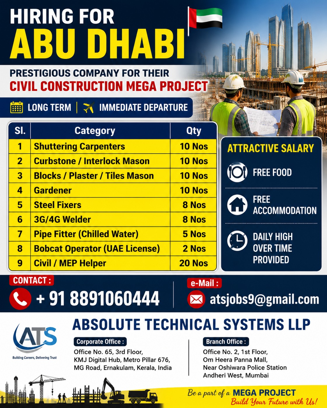 Abu Dhabi Civil Construction Jobs 2026 Announced for Mega Project