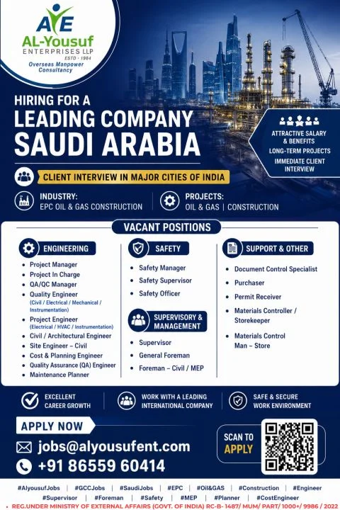 Saudi Arabia Oil & Gas Construction Jobs 2026