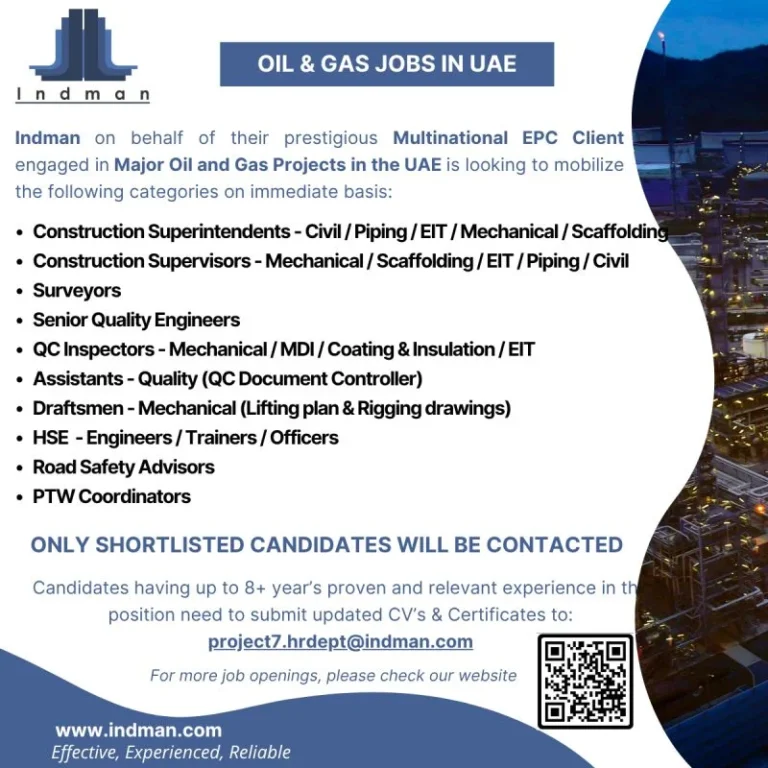 UAE Oil & Gas Jobs 2026 – Apply for Major EPC Project Vacancies