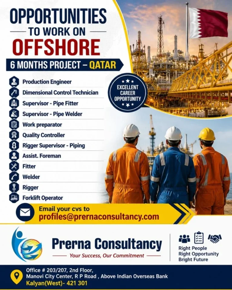 Qatar Offshore Project Jobs 2026 – Apply Now for Multiple Vacancies | 6 Months Project