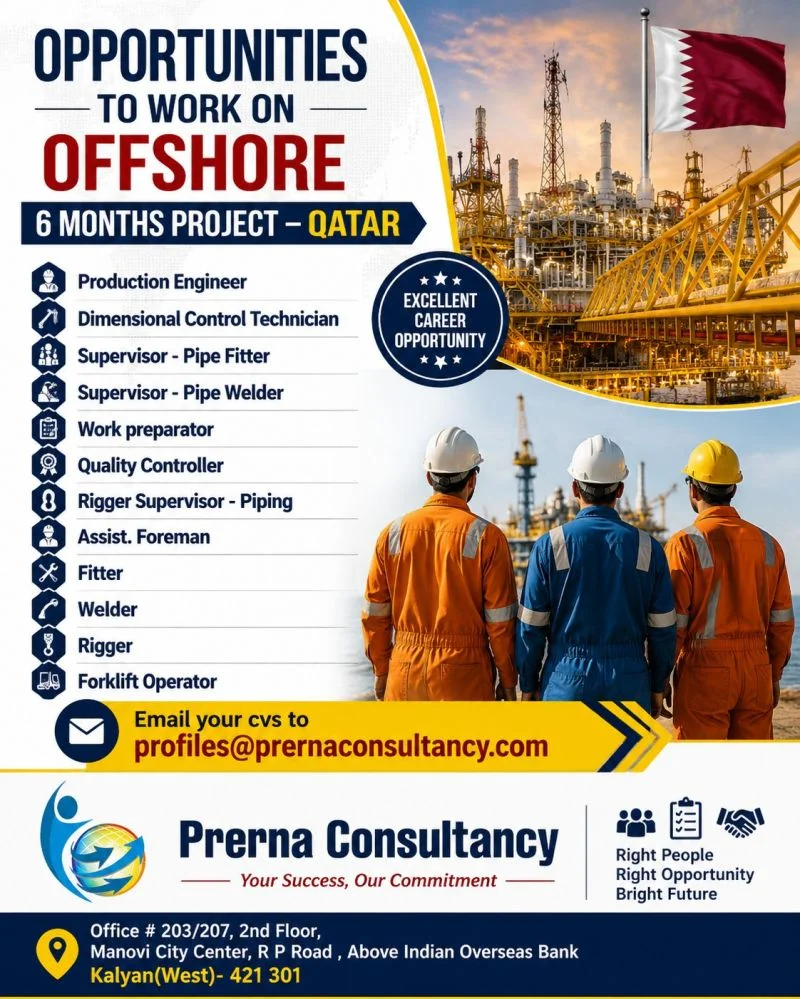Qatar Offshore Project Jobs 2026 – Apply Now for Multiple Vacancies | 6 Months Project