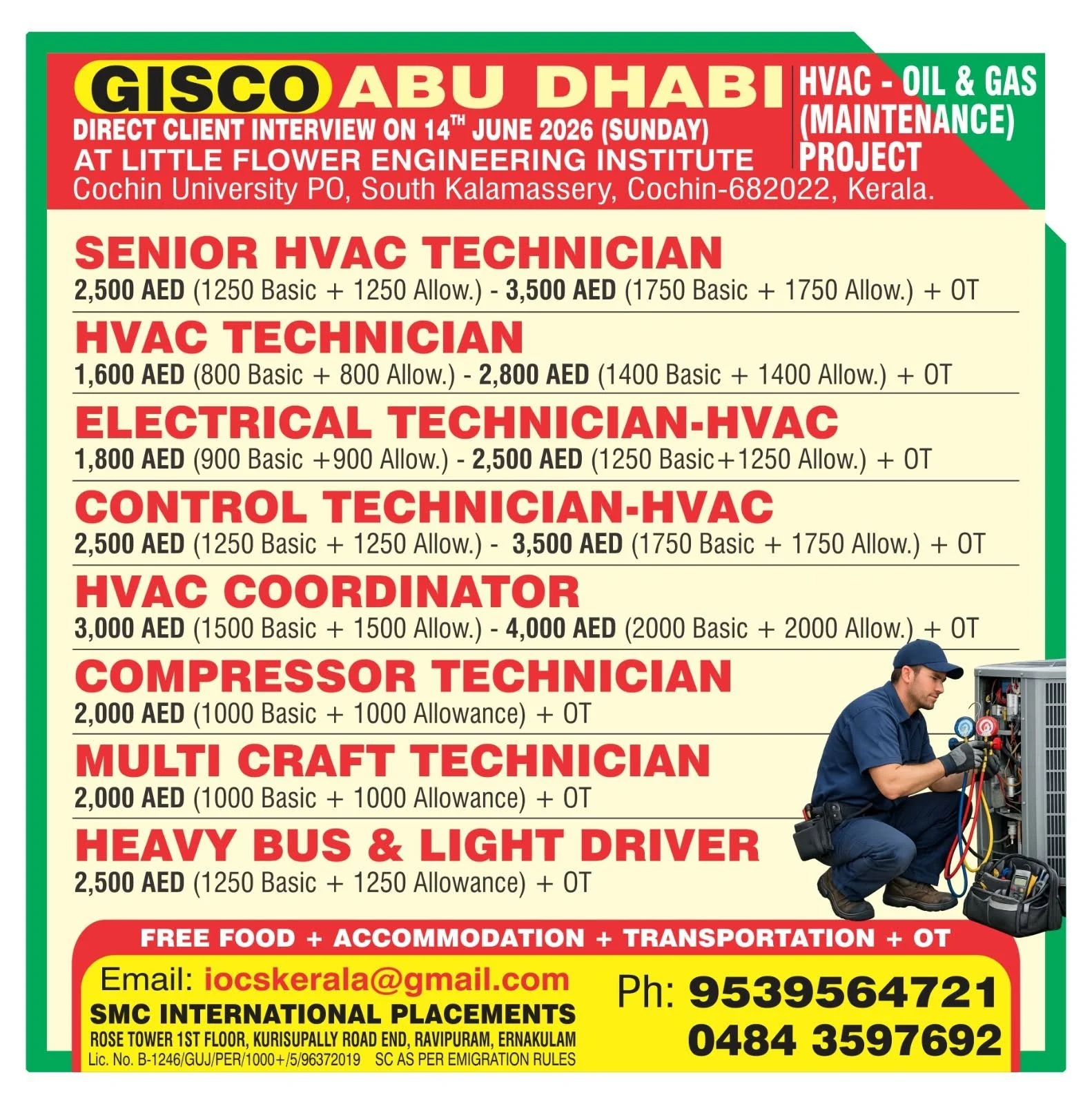 Abu Dhabi GISCO HVAC & Oil & Gas Maintenance Project Recruitment 2026