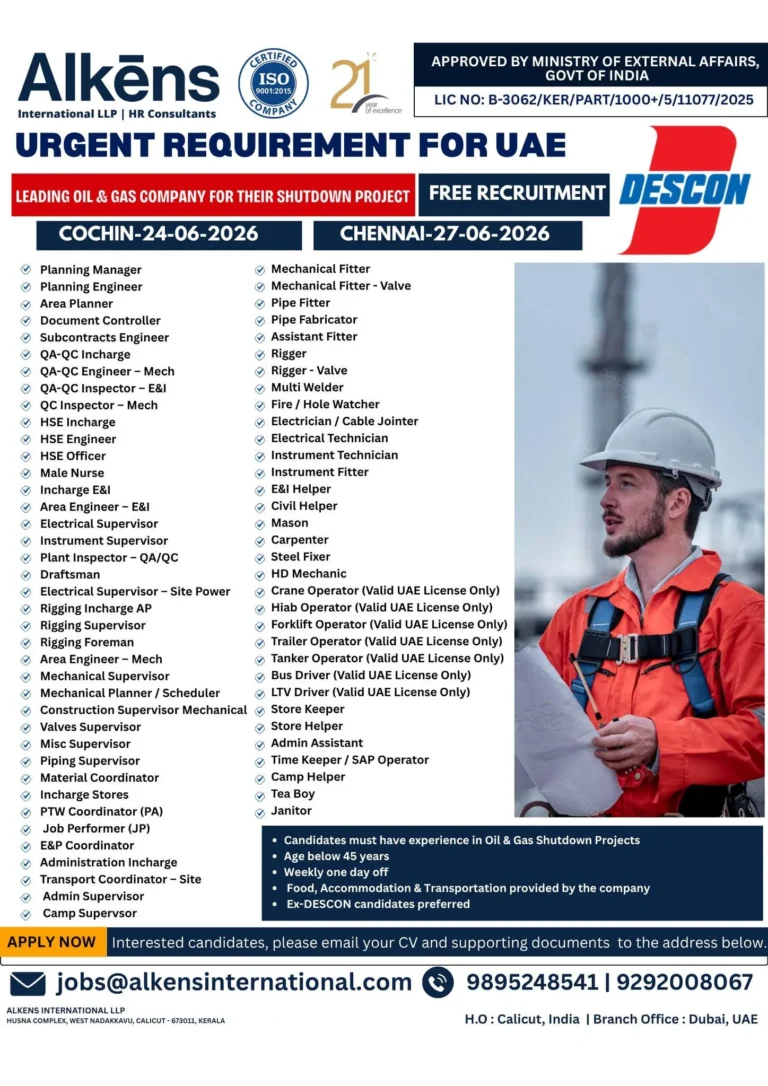 UAE Oil & Gas Shutdown Project Jobs 2026 – Apply Now