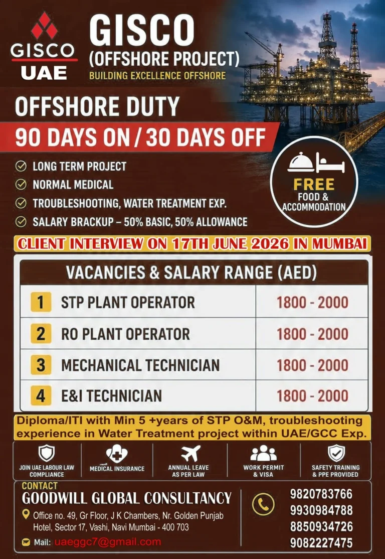GISCO UAE Offshore Project Recruitment 2026
