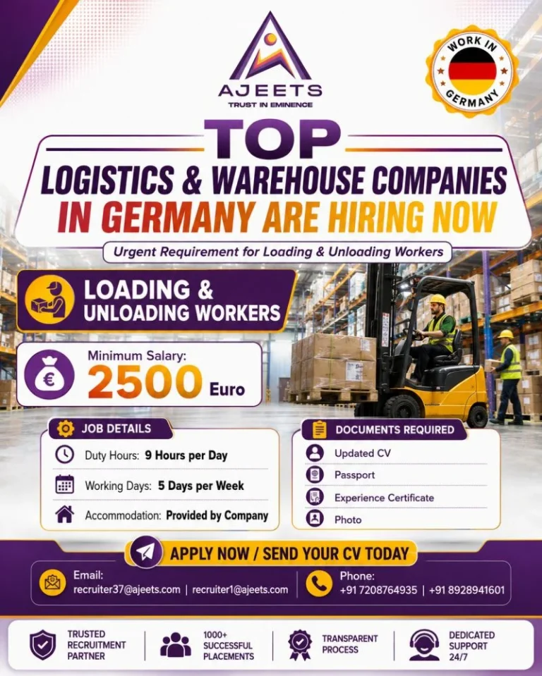 Germany Logistics & Warehouse Jobs 2026 – Loading & Unloading Workers Required | Salary 2500 Euro