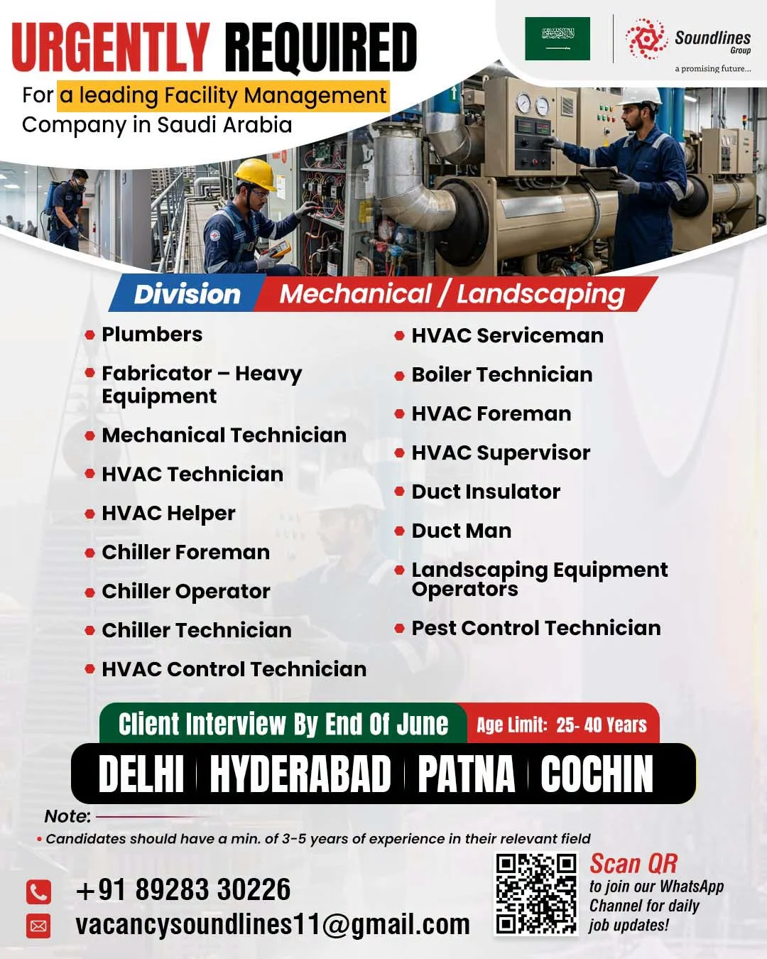 Saudi Arabia Facility Management Jobs 2026 – Urgent Recruitment for Mechanical & Landscaping Division