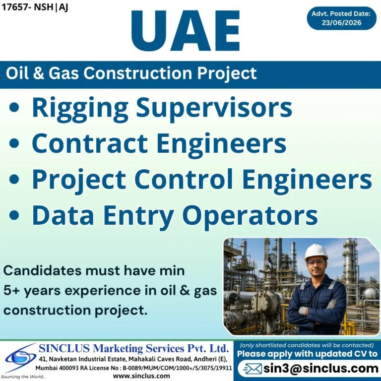 UAE Oil & Gas Construction Project Jobs 2026 – Apply Now for Multiple Vacancies