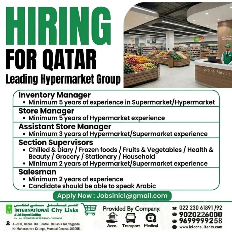 Hiring for Qatar – Leading Hypermarket Group | Multiple Vacancies 2026