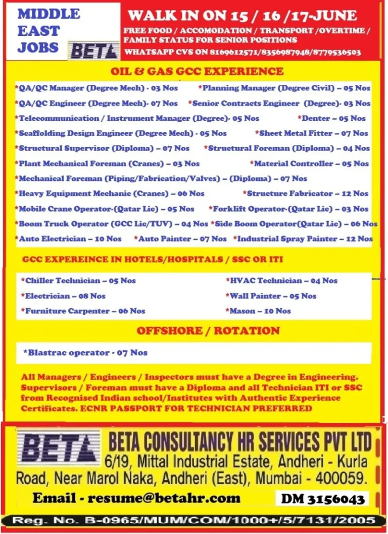 GCC Oil & Gas Jobs 2026 – Walk-In Interview for Multiple Vacancies