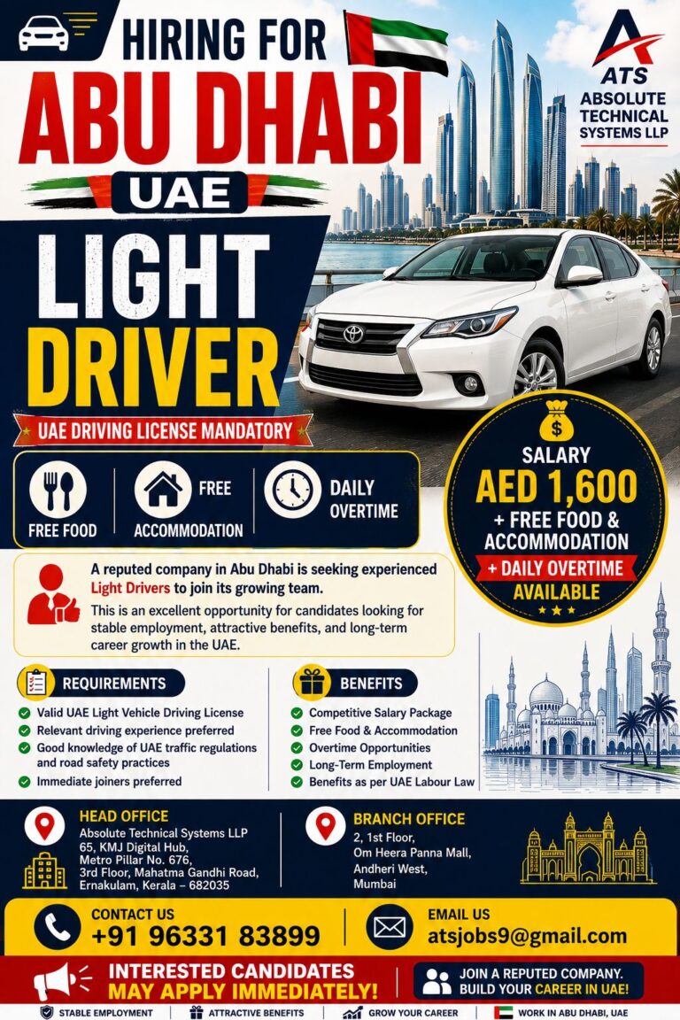 Light Driver Jobs in Abu Dhabi, UAE – Immediate Hiring 2026